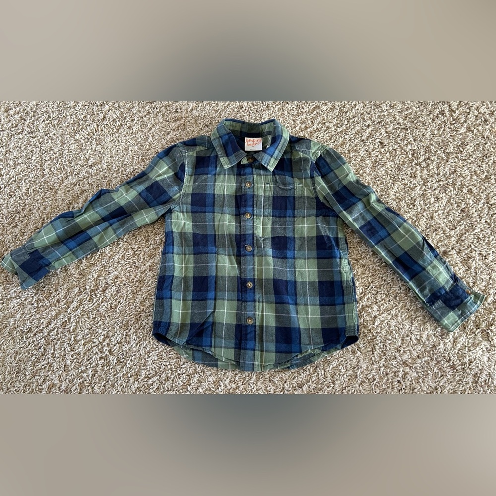 Jumping Beans Blue and Green Plaid Button Down Shirt